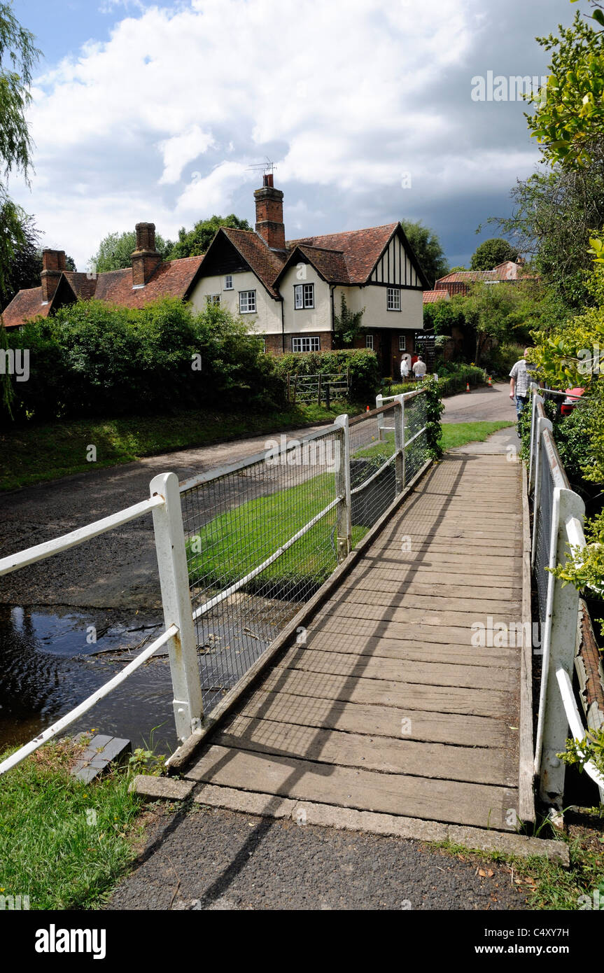Footbridge over ford at Braughing Village Hertfordshire England UK