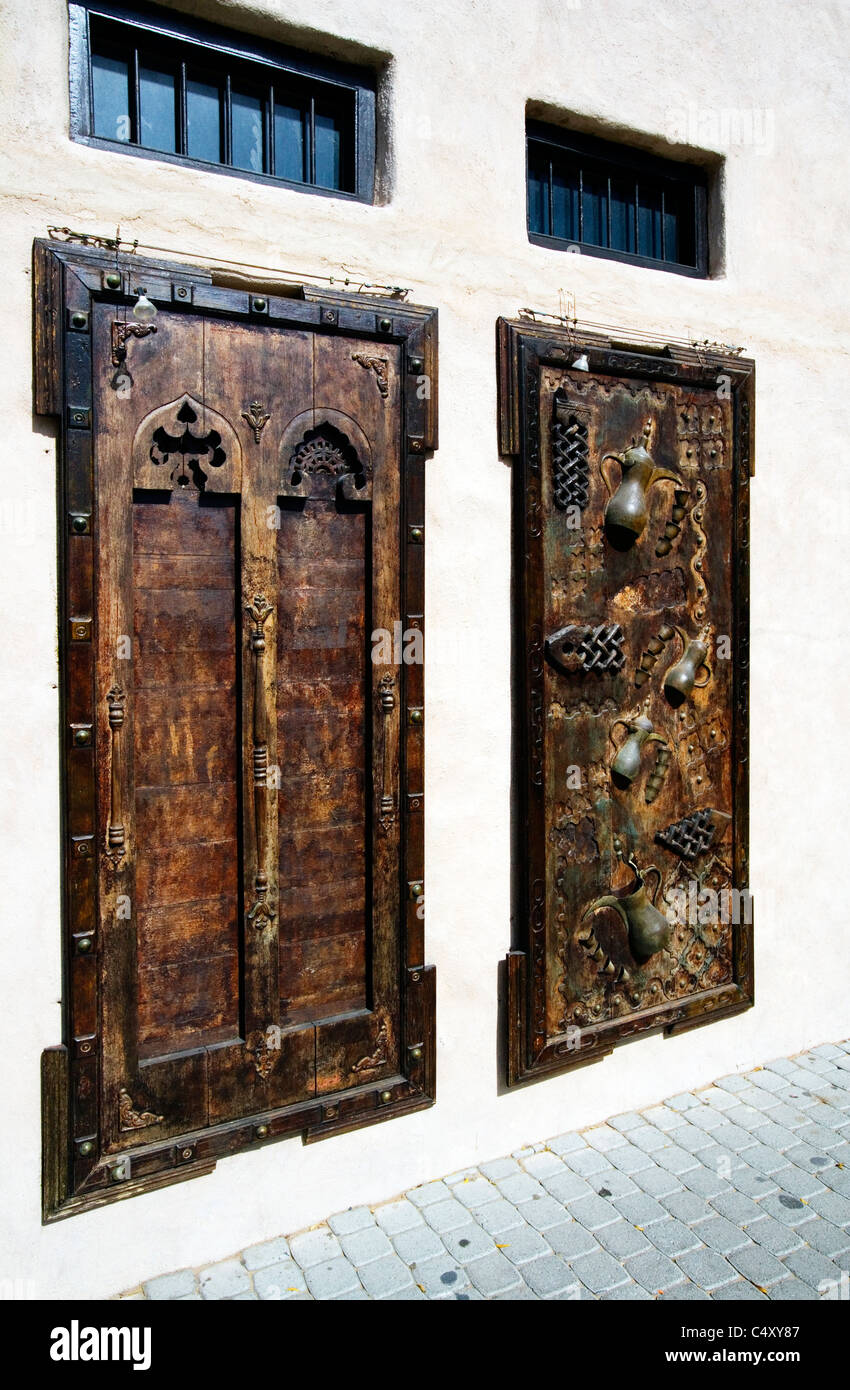 Exhibits carved heavy wooden doors artifacts architecture hires stock