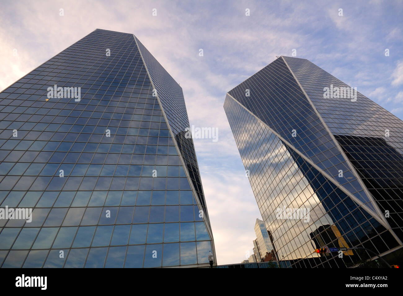 Wide-angle glass buildings Stock Photo