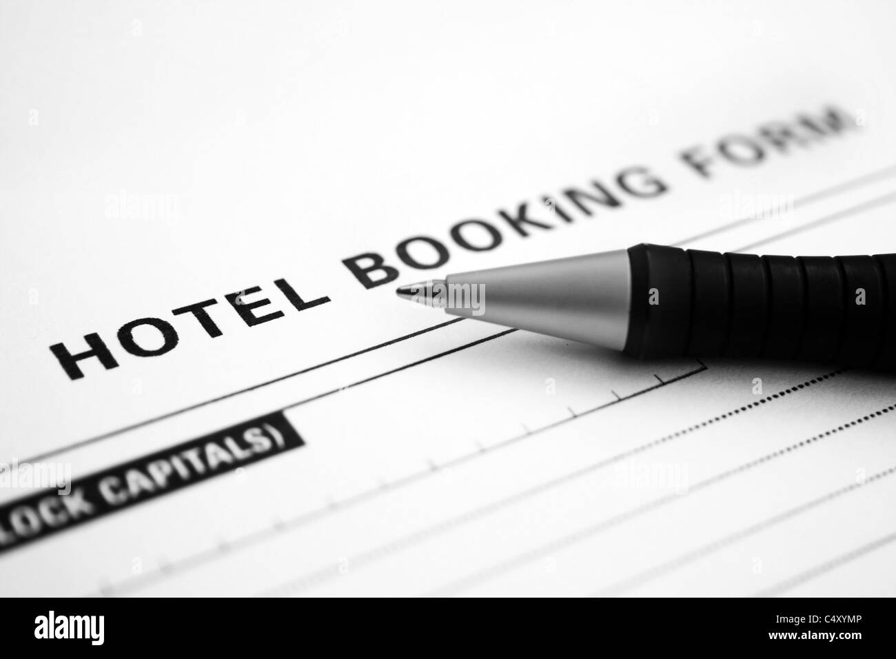 Hotel booking form stock photo alamy