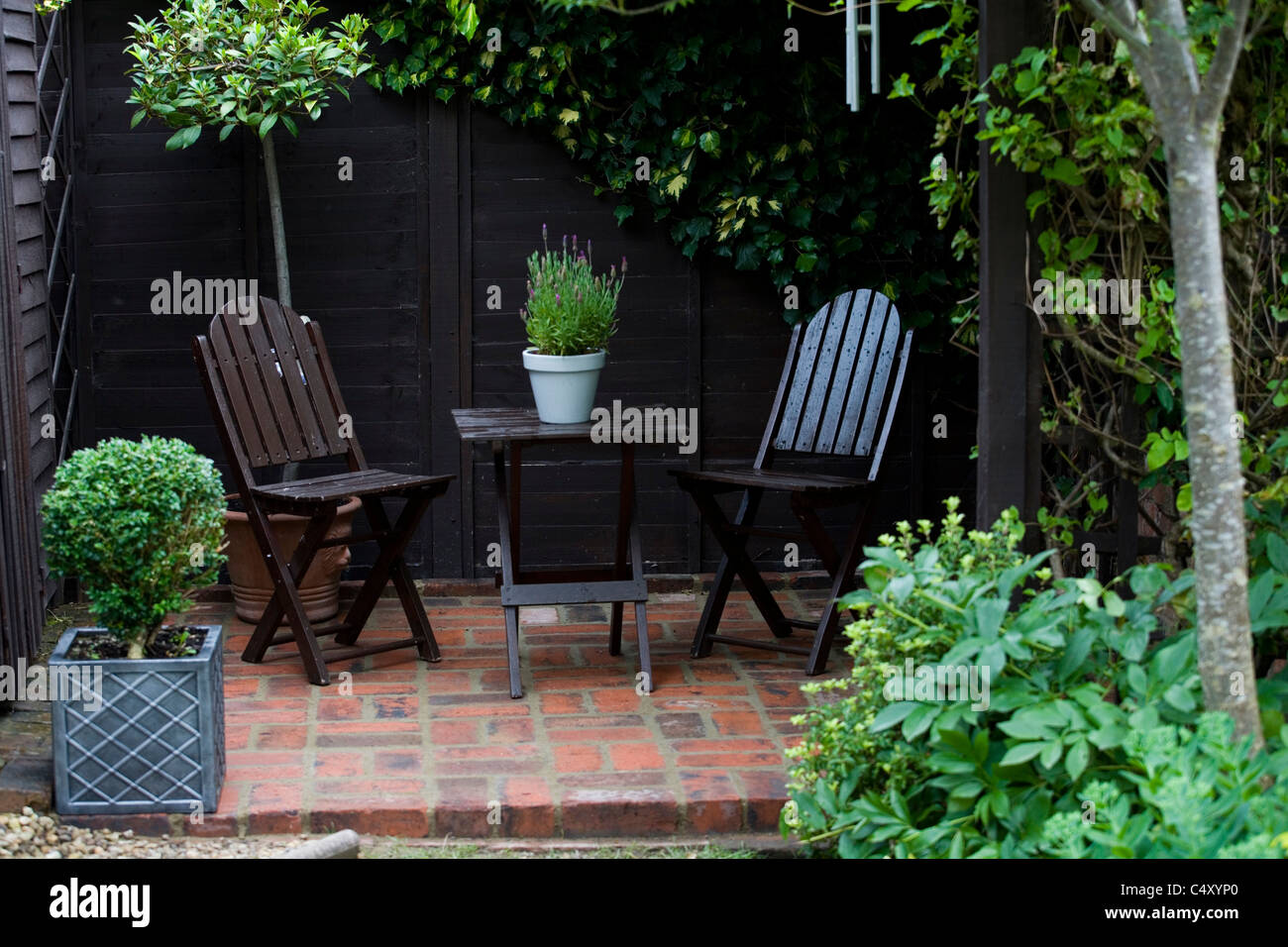 BRICK PATIO Stock Photo