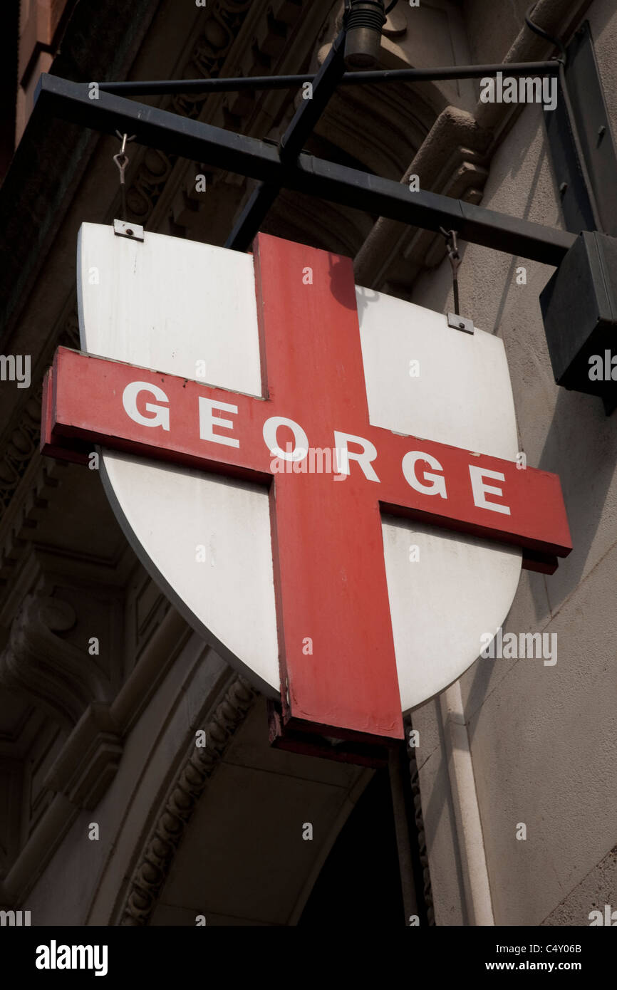 George Pub Sign near Liverpool Railway Street Station, London Stock Photo
