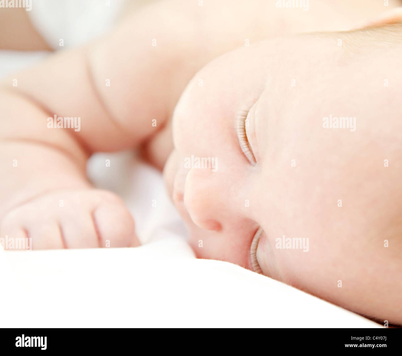 Closeup portrait of cute little baby sleeping Stock Photo - Alamy