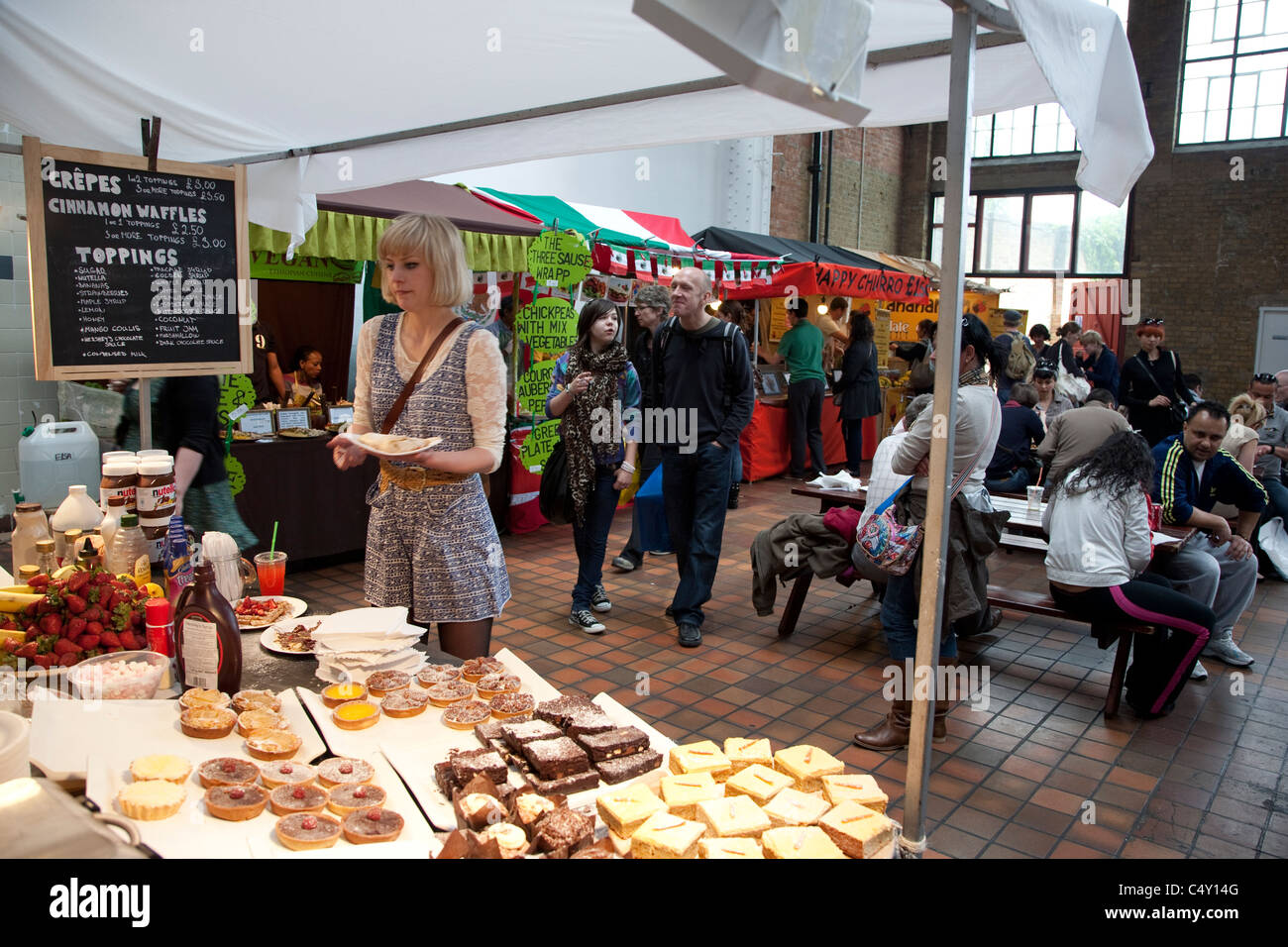 Brick Lane Sunday Up Market Food Hall, Brick Lane, London, England Stock Photo 37472976 Alamy