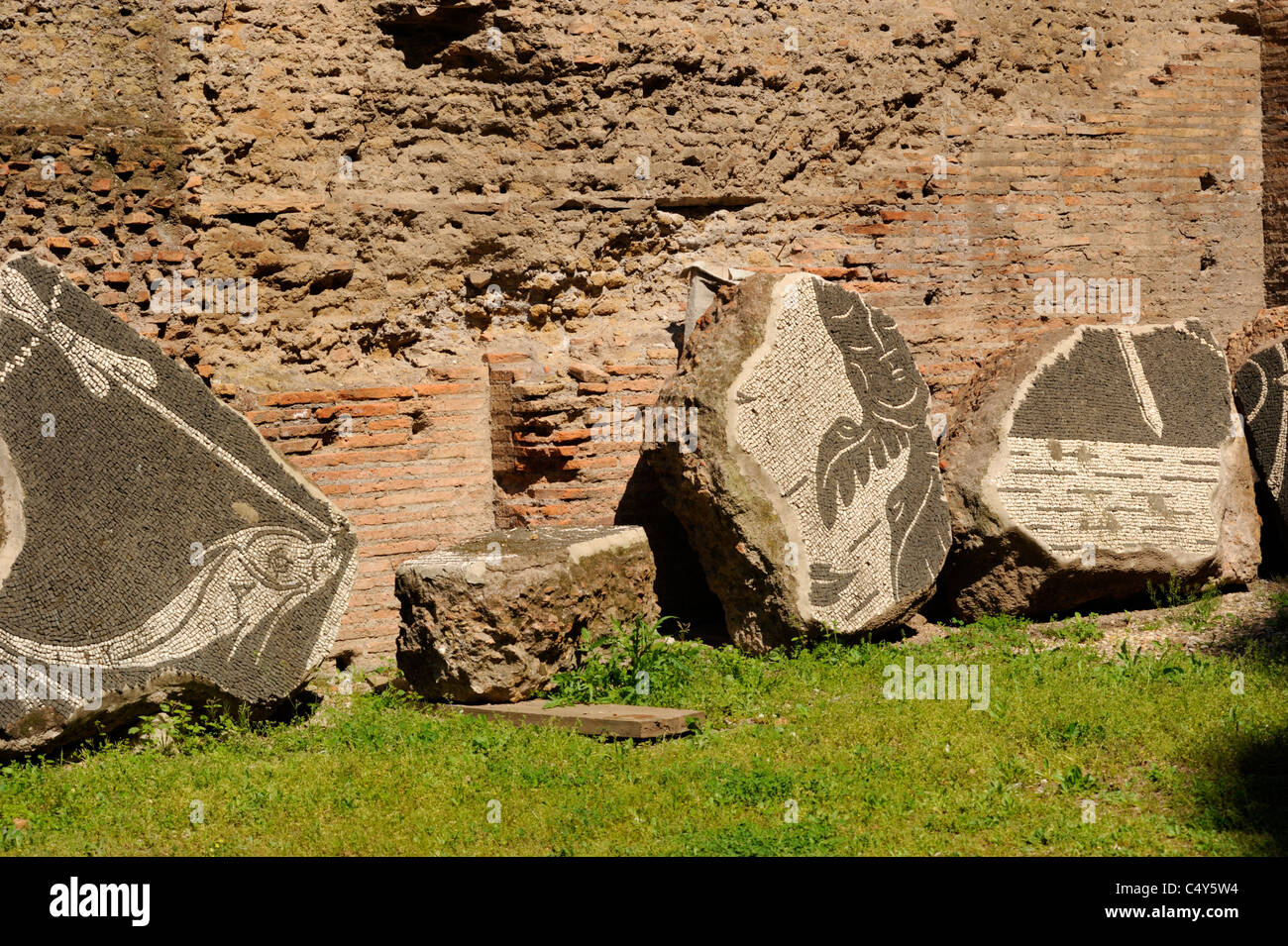 italy, rome, terme di caracalla, roman mosaics Stock Photo