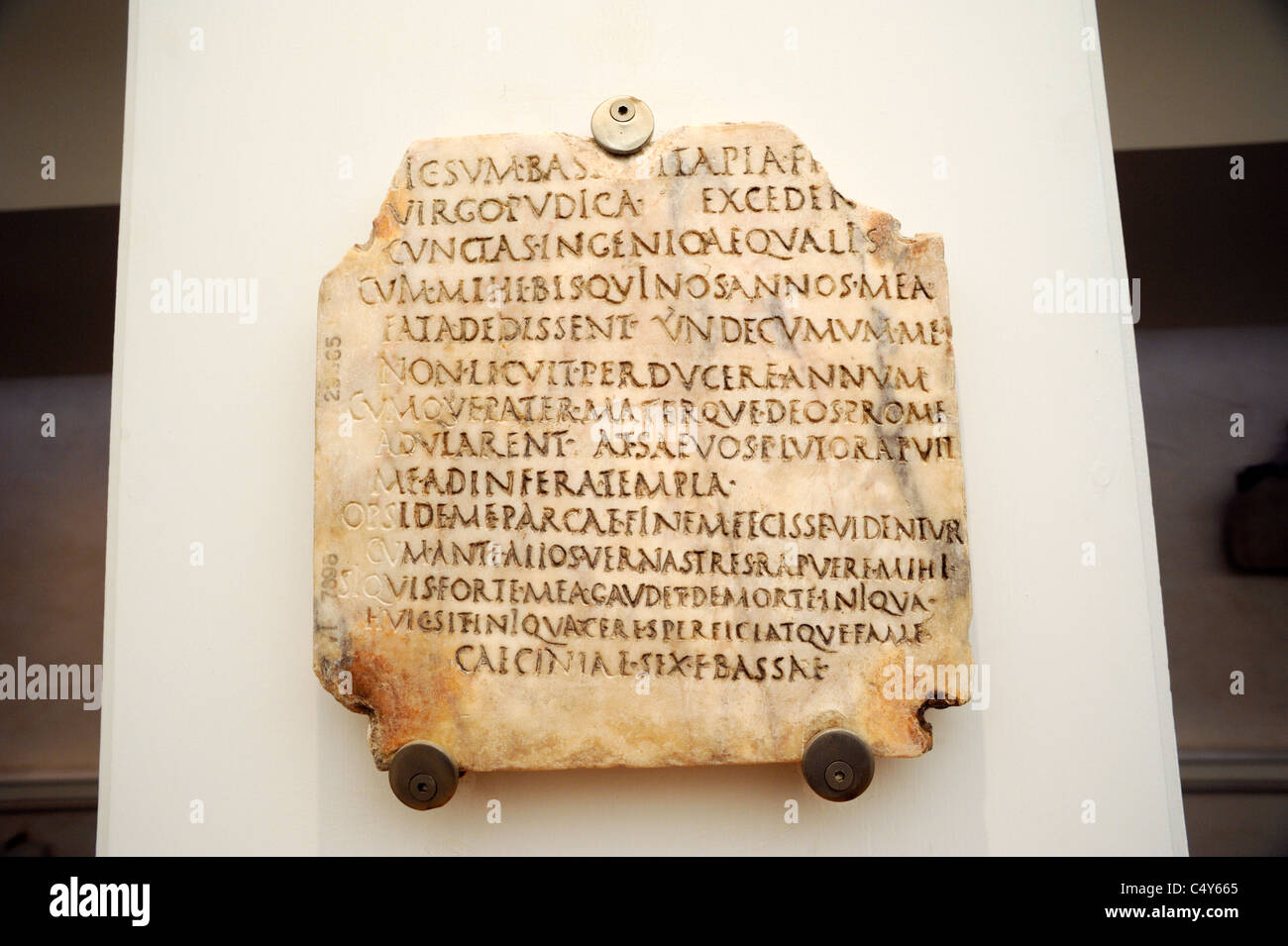 italy, rome, terme di diocleziano, museo nazionale romano, national roman museum, ancient roman inscription Stock Photo