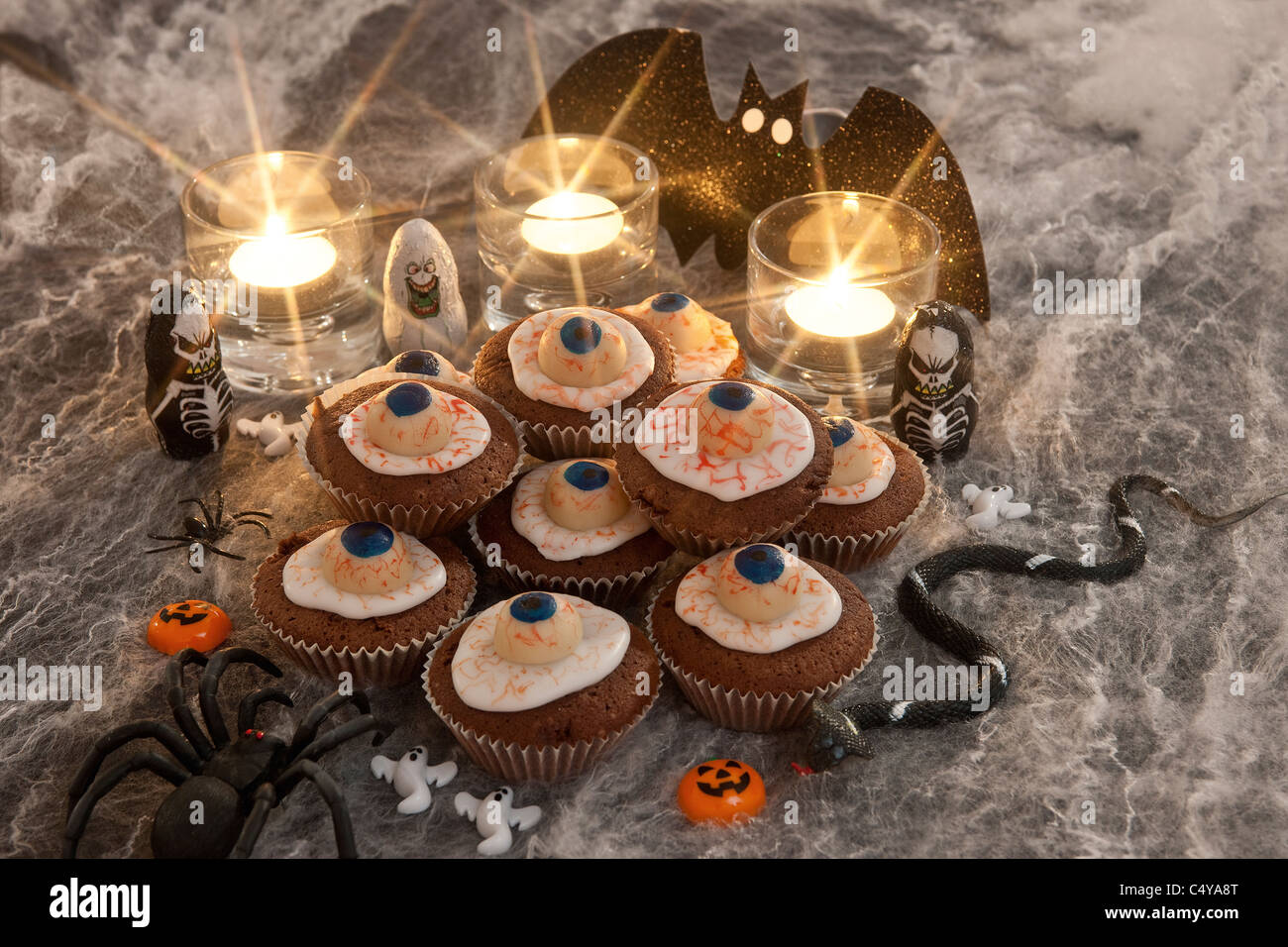 Halloween EyeBall Cakes Stock Photo