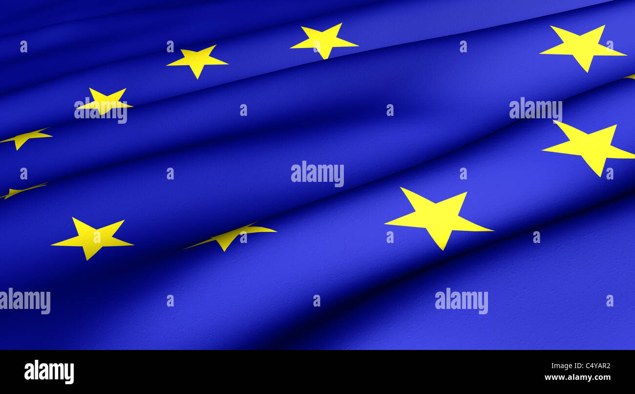 Flag of EU. Close up. Front view. Stock Photo
