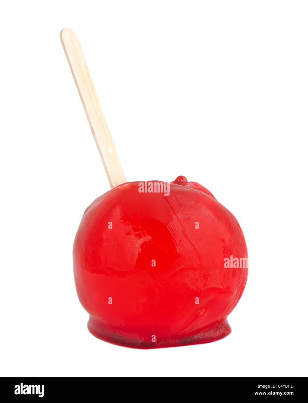 red candied apple isolated over white Stock Photo