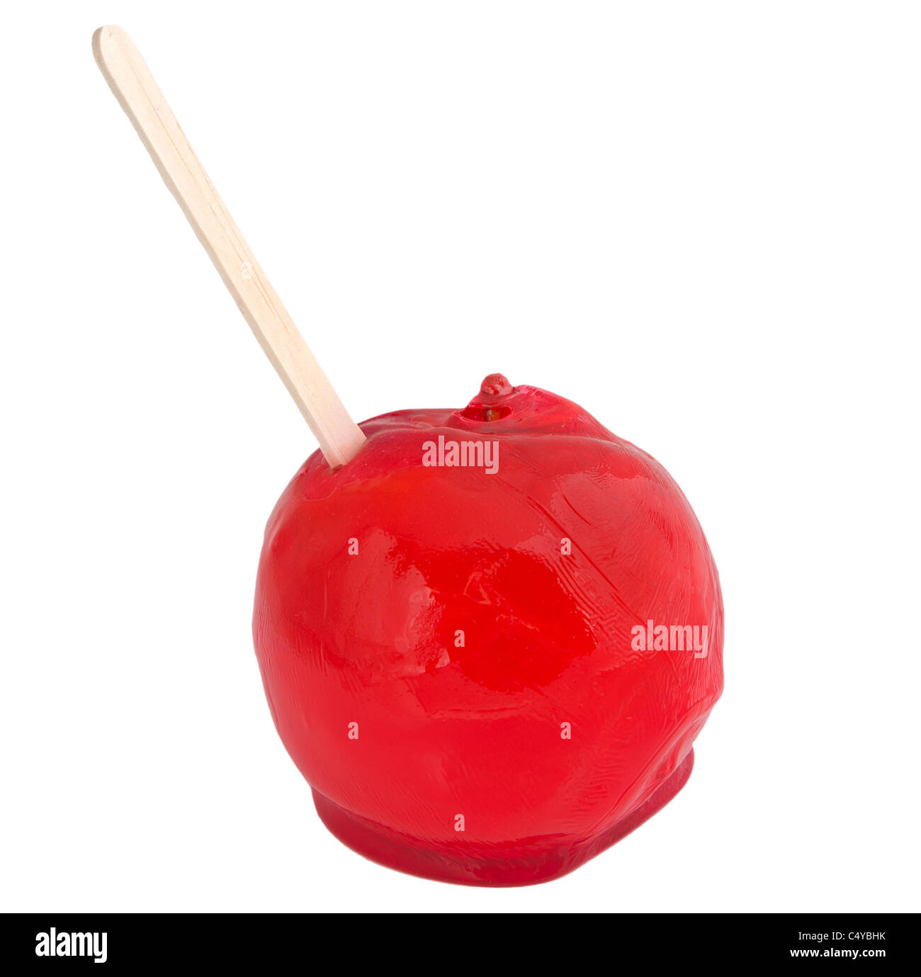 red candied apple isolated over white Stock Photo