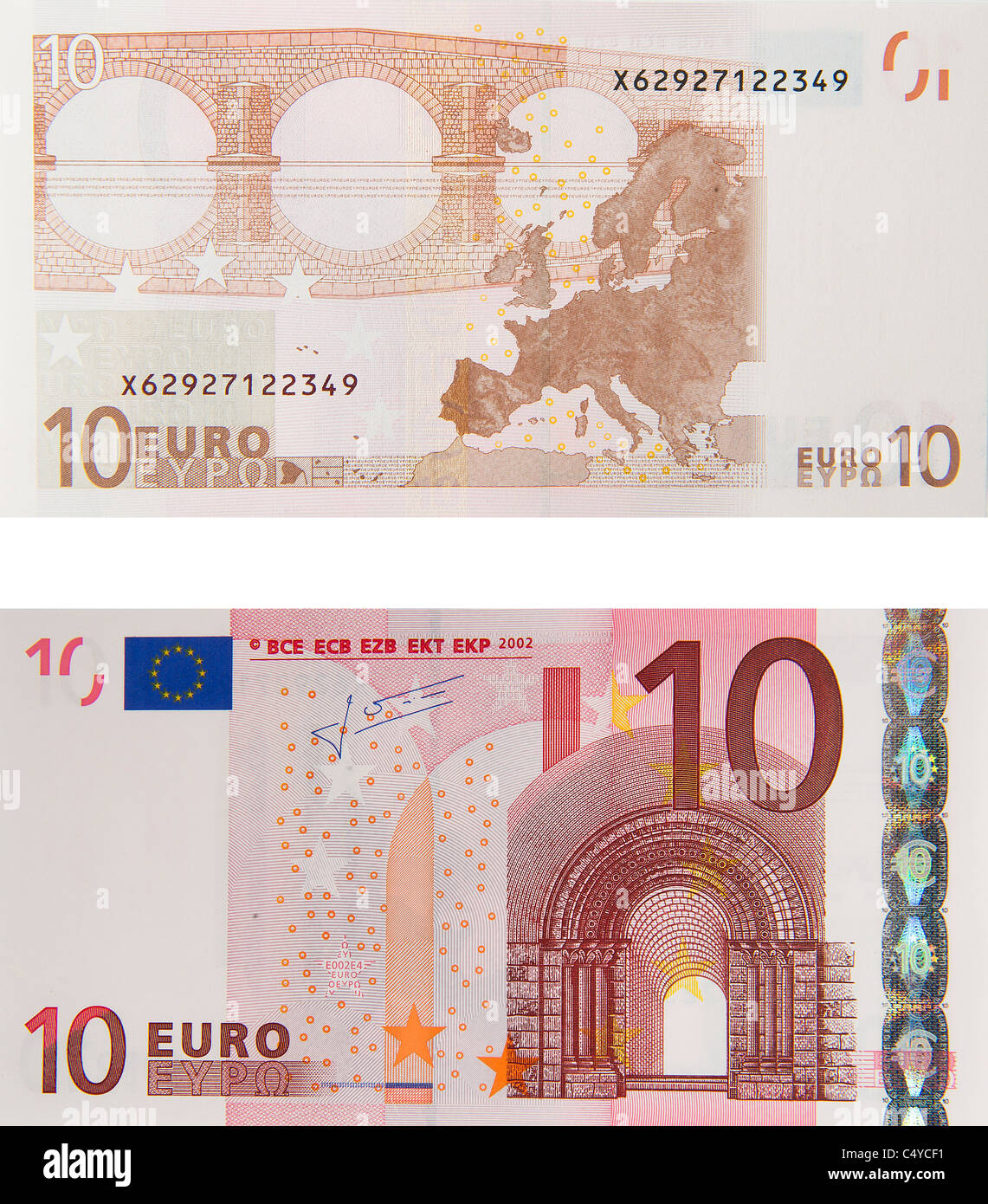 10 ten euro note euros notes bill Stock Photo