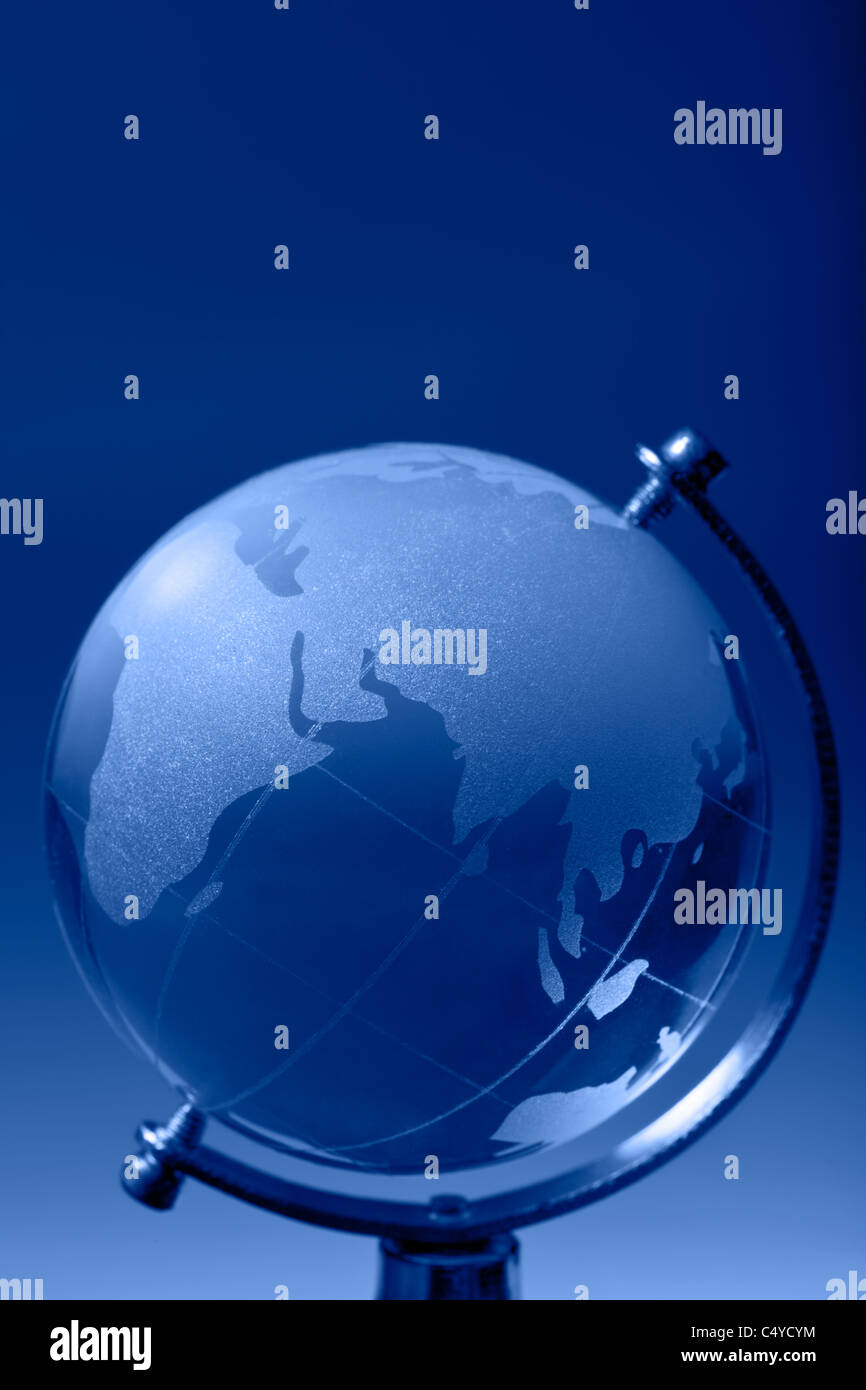 Crystal Glass Globe Blue Tinted Stock Photo Alamy