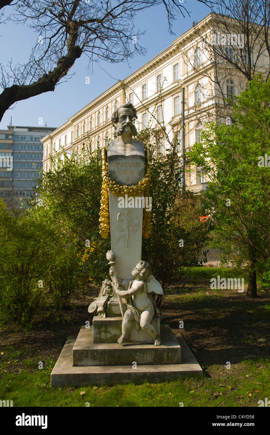 Statue of Anastasius Grun in Schillerpark park Innere Stadt central Vienna Austria central Europe Stock Photo
