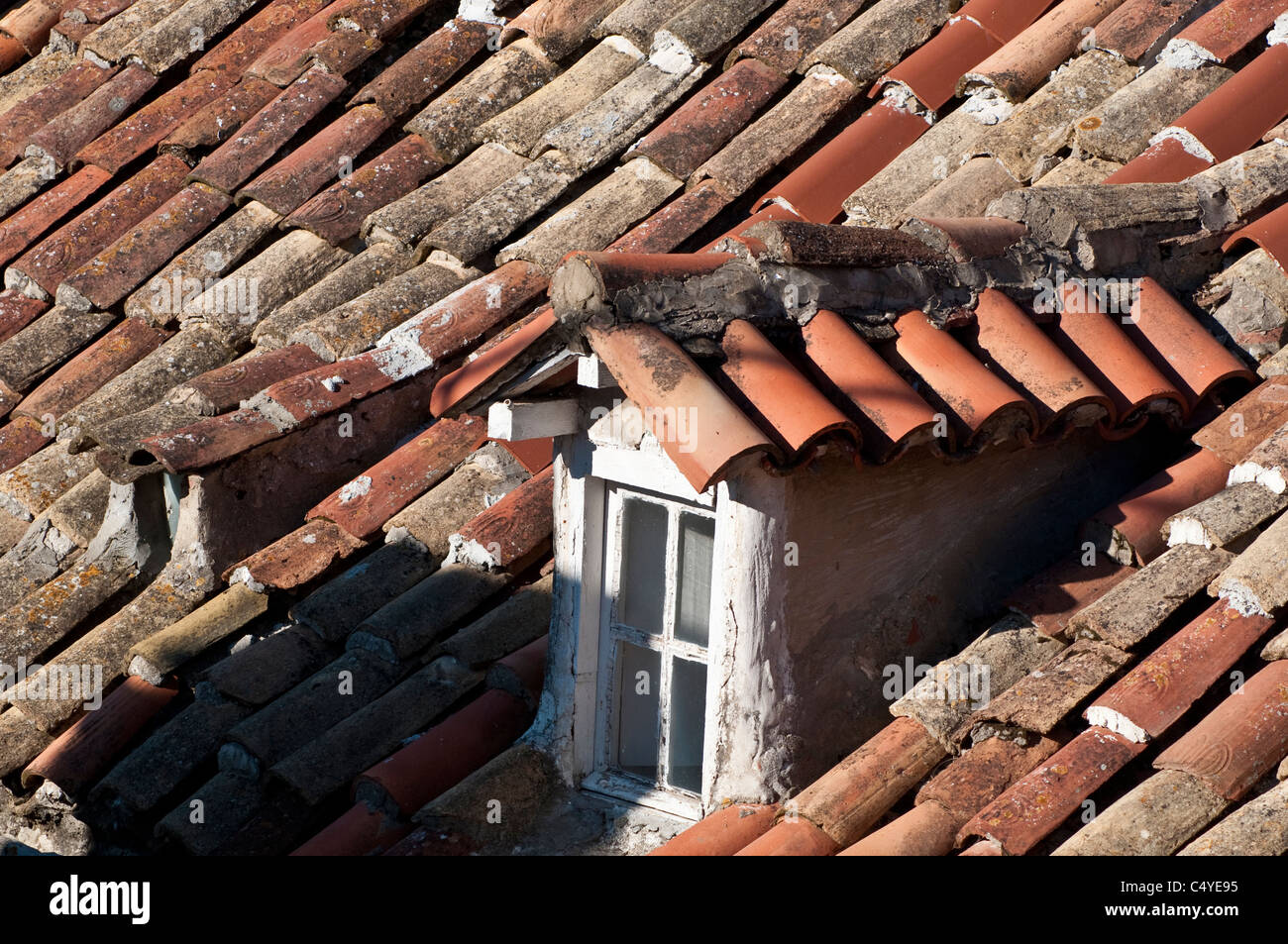 Rooftop with dormer window, Cavtat, Croatia Stock Photo