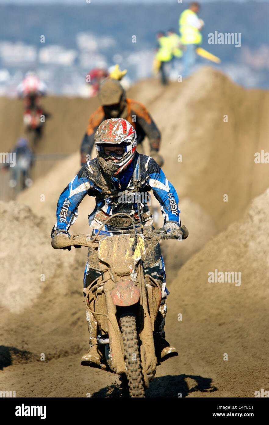 Competitors taking part in the 2008 Weston Beach motorcycle Race at
