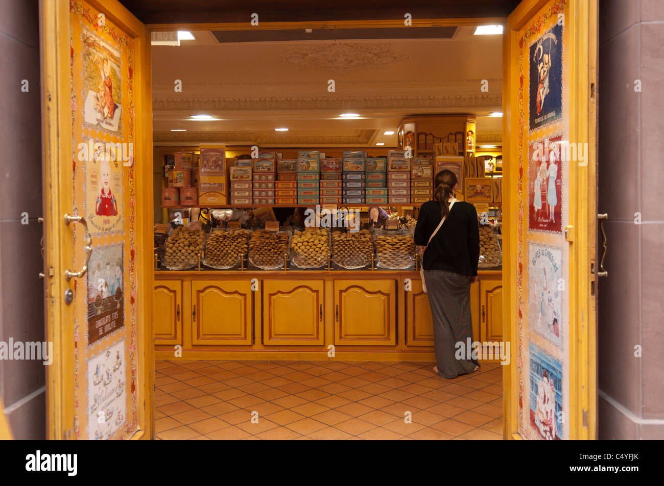 Interior of a luxurious cookie store in Strasbourg, France Stock Photo