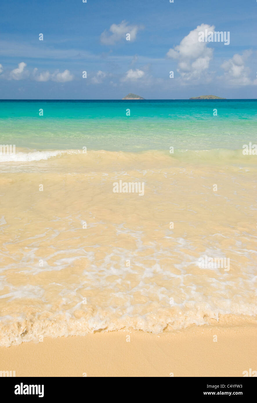 Beach and Pacific Ocean from Floreana Island in the Galapagos Islands Ecuador Stock Photo