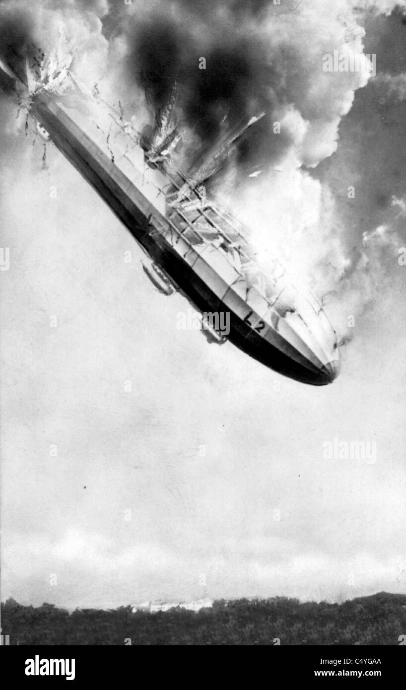 Zeppelin crashing Stock Photo