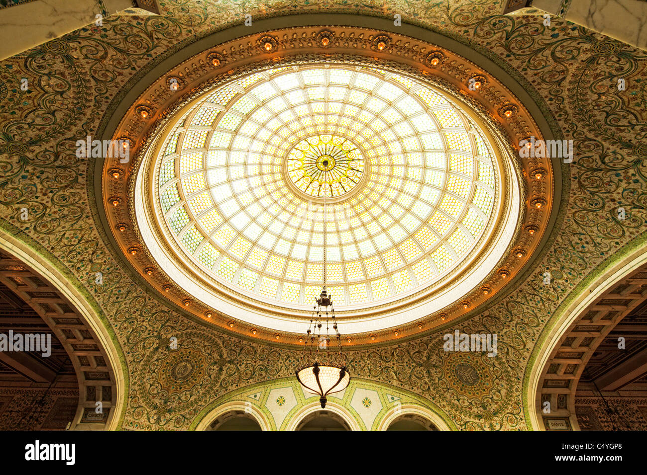 Largest Tiffany Dome Chicago Cultural Center Illinois Stock Photo Alamy