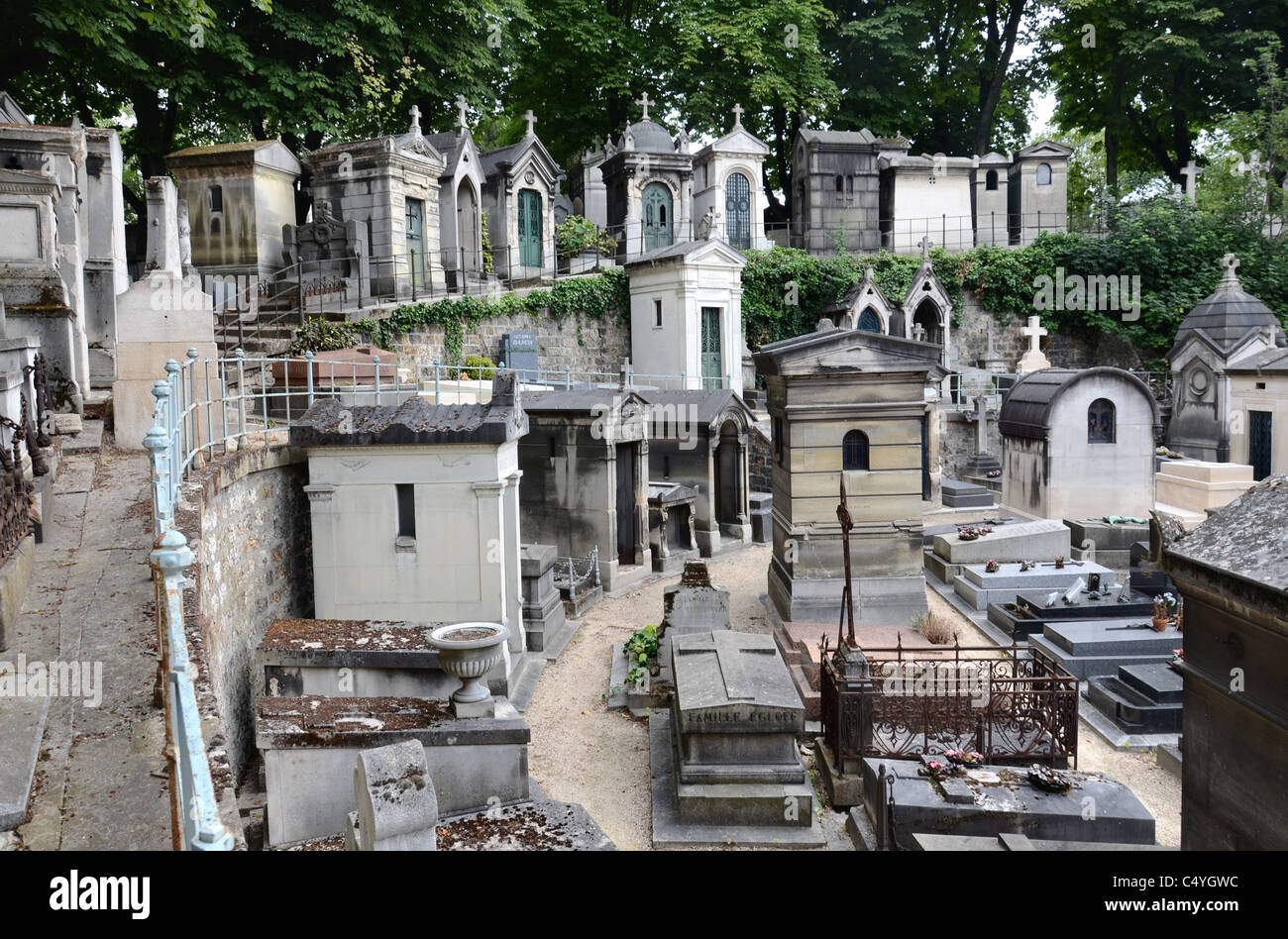 Part of Montmartre Cemetery in Paris, France. Stock Photo