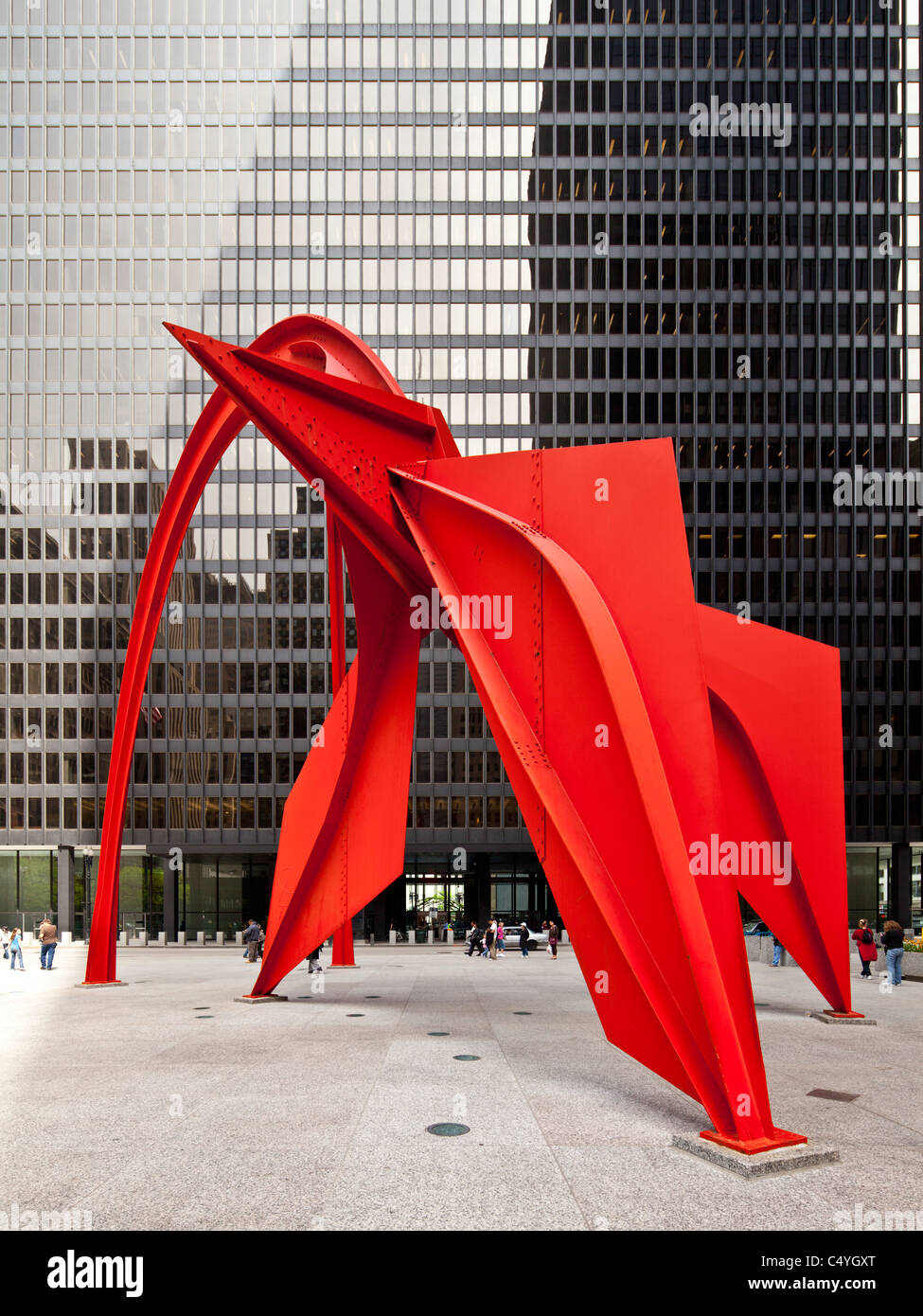 Calder's Flamingo, Chicago Federal Plaza Stock Photo