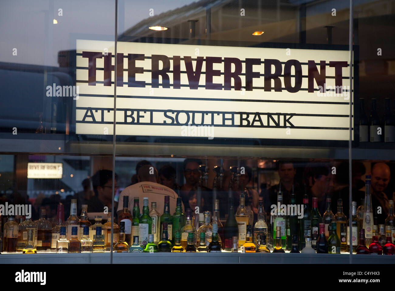 Riverfront Bar at the British Film Institute - BFI, South Bank, London, England, UK Stock Photo