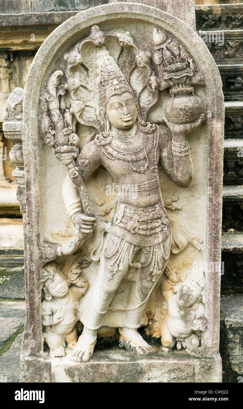 Guardstone, Polonnaruwa, Sri Lanka WORLD HERITAGE SITE Stock Photo