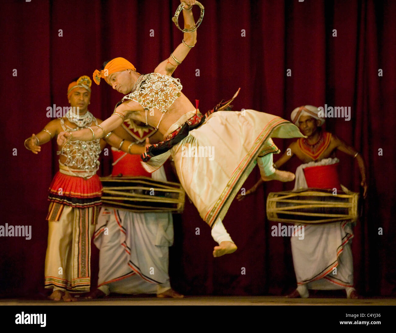 Traditional Dance and Drumming Performance, Cultural Show, Kandy, Sri Lanka Stock Photo