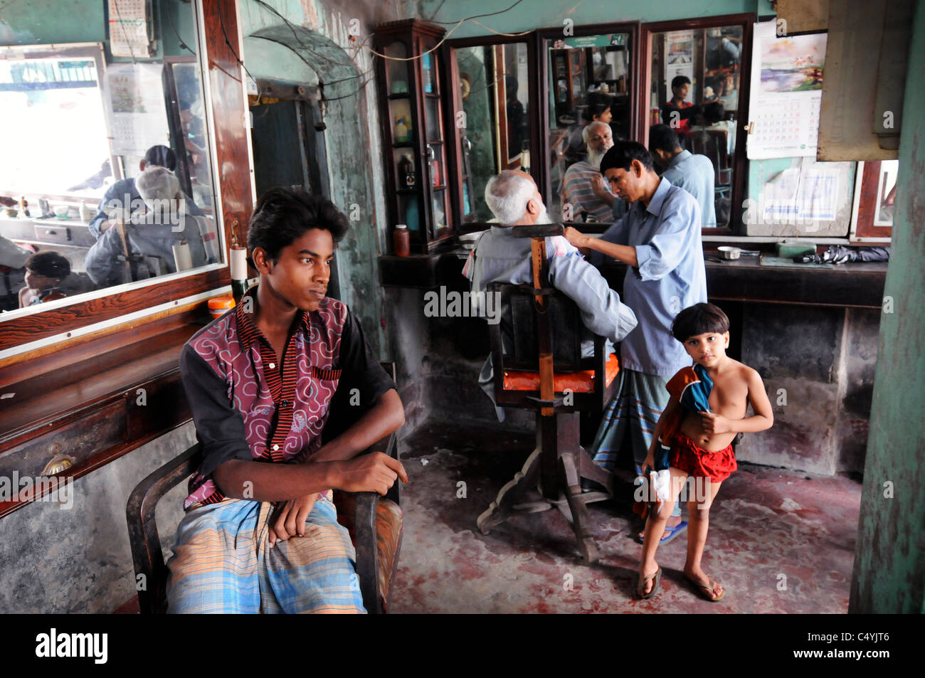 A barbershop in Kushtia, Bangladesh Stock Photo