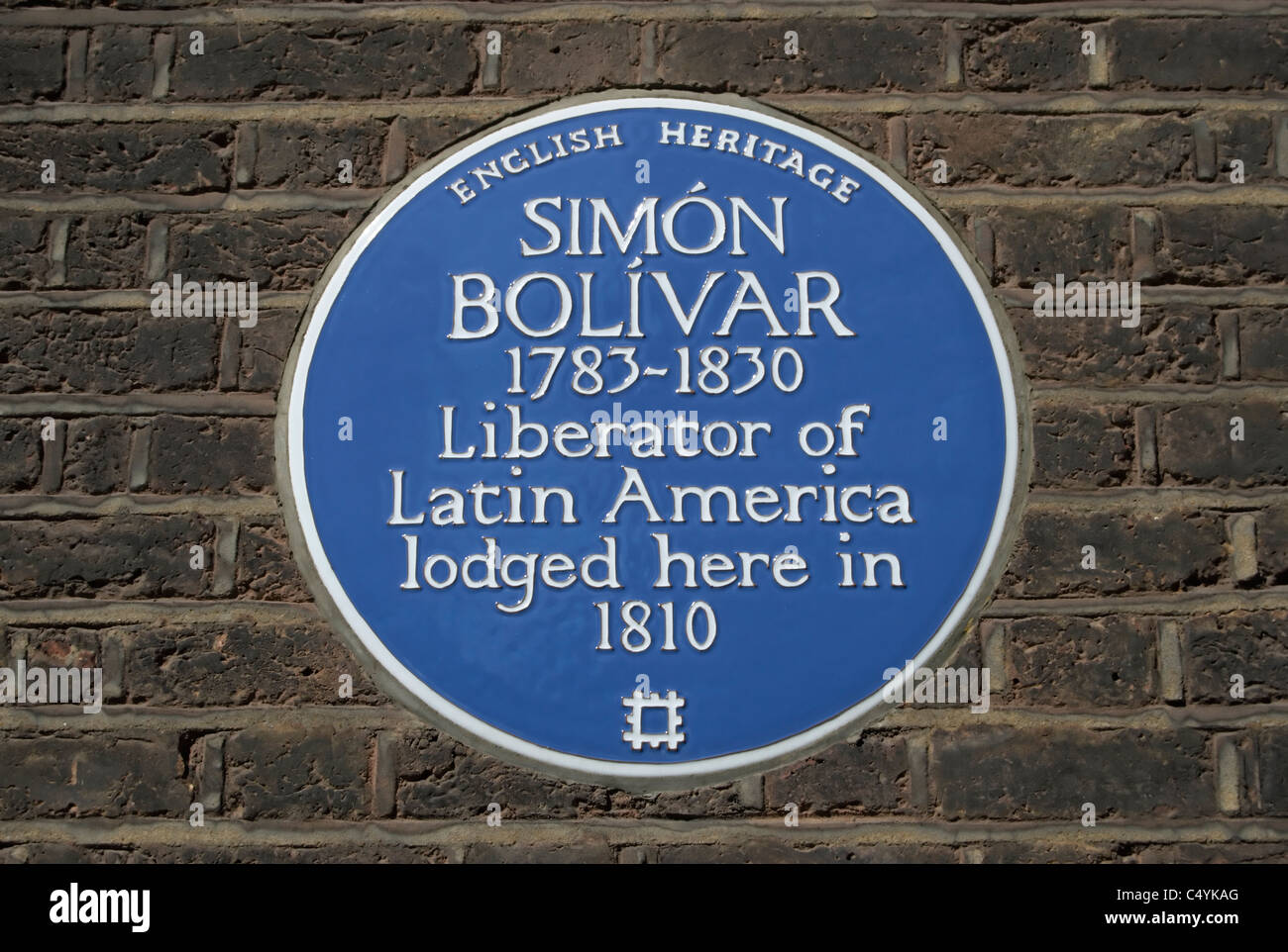english heritage blue plaque marking a lodging of simon bolivar, marylebone, london, england Stock Photo