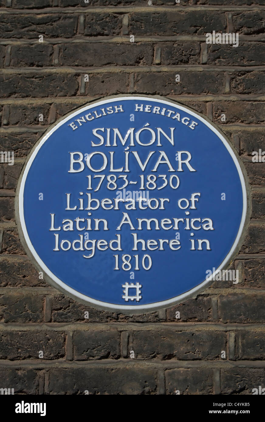 english heritage blue plaque marking a lodging of simon bolivar, marylebone, london, england Stock Photo