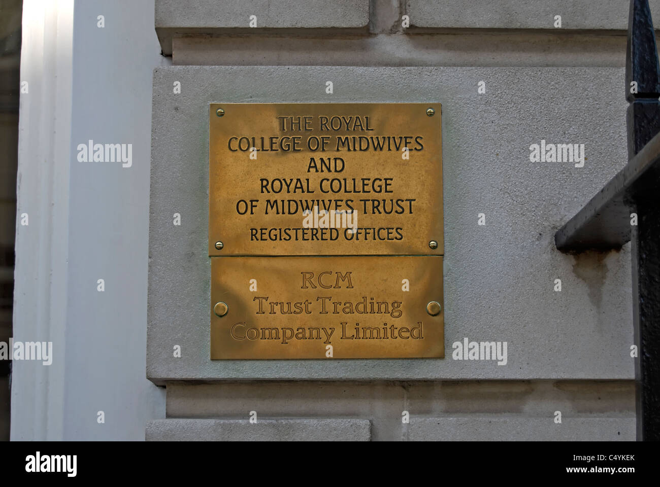 name plate for the royal college of midwives, mansfield street, marylebone, london Stock Photo