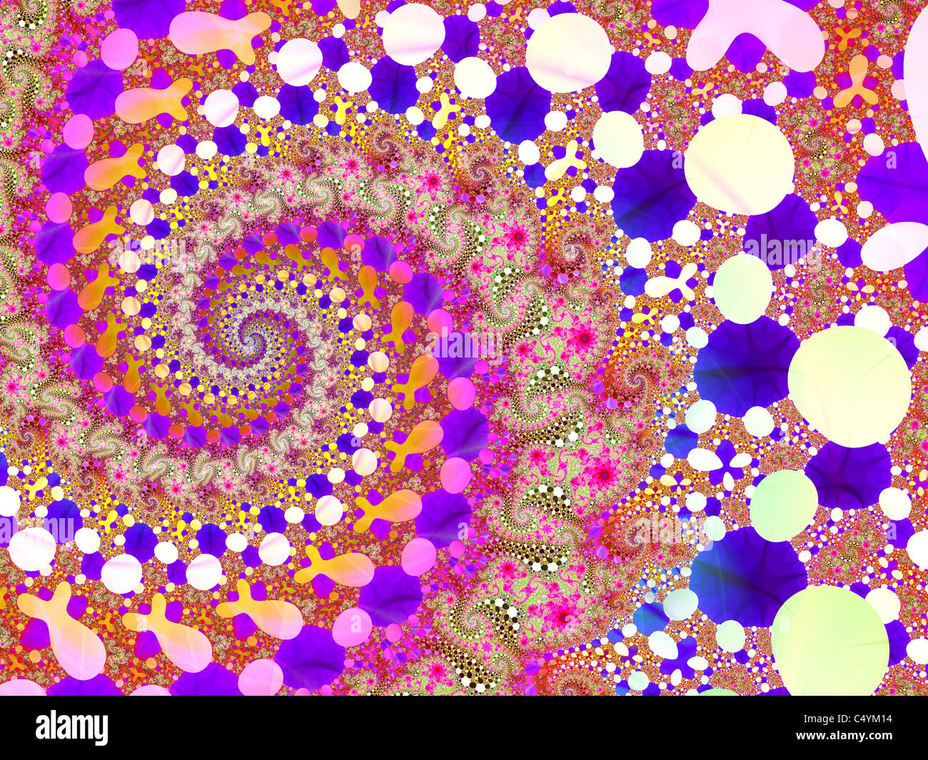 A Pastel Coloured Spiraling Fractal Design Stock Photo