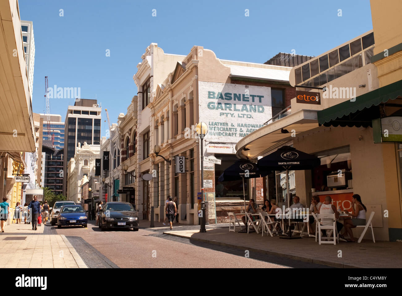 Historic old buildings in King Street, Perth, Western Australia Stock