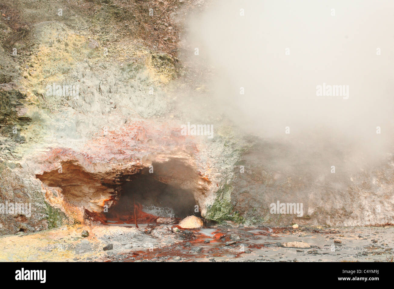 Fumarole in Furnas Valley (Vale das Furnas). Sao Miguel island, Azores islands, Portugal. Stock Photo