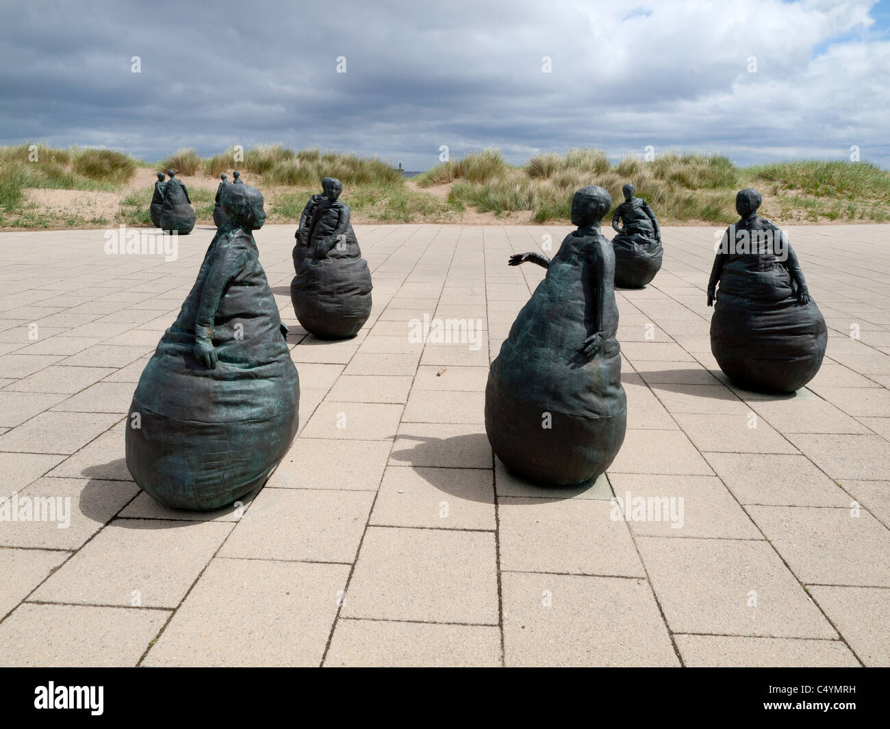 Nine of a group of twenty two sculptures called 'Conversation Piece' by Sculptor Juan Muñoz Stock Photo