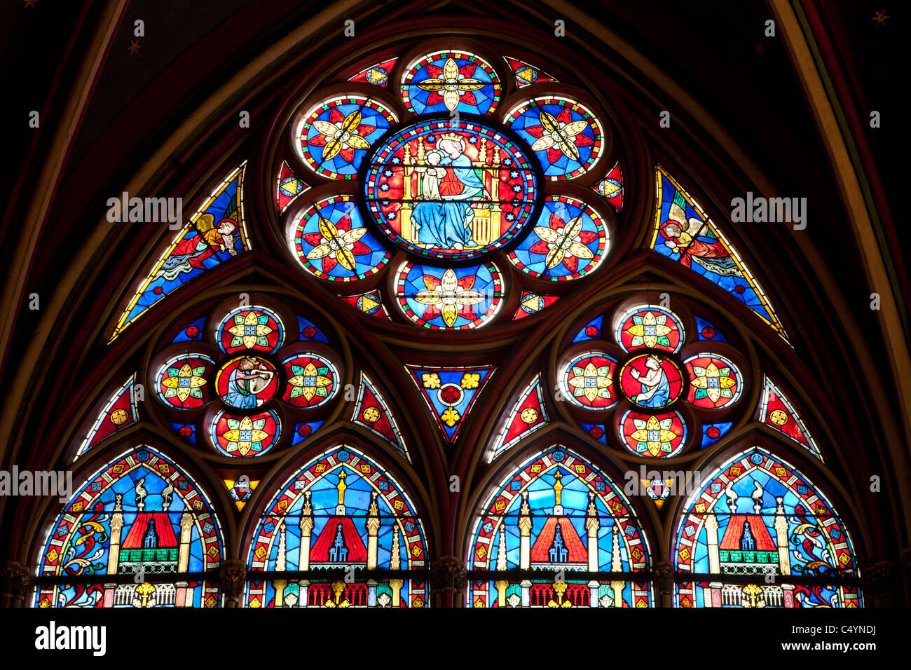 Paris windowpane form NotreDame cathedral Stock Photo Alamy