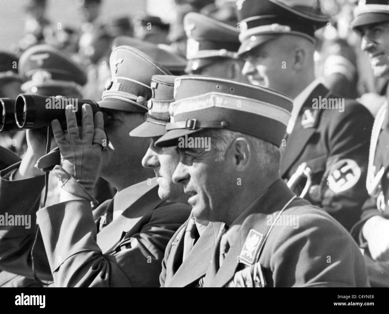 Jacques Benoist-Méchin, Olympic Games 1936., Colour telegram, special ID  card for the Winter Games 1936 in Garmisch-Partenkirchen, photographs of  Jacques Benoist-Méchin at the Winter Games, invitations, name card of von  Tschammer and