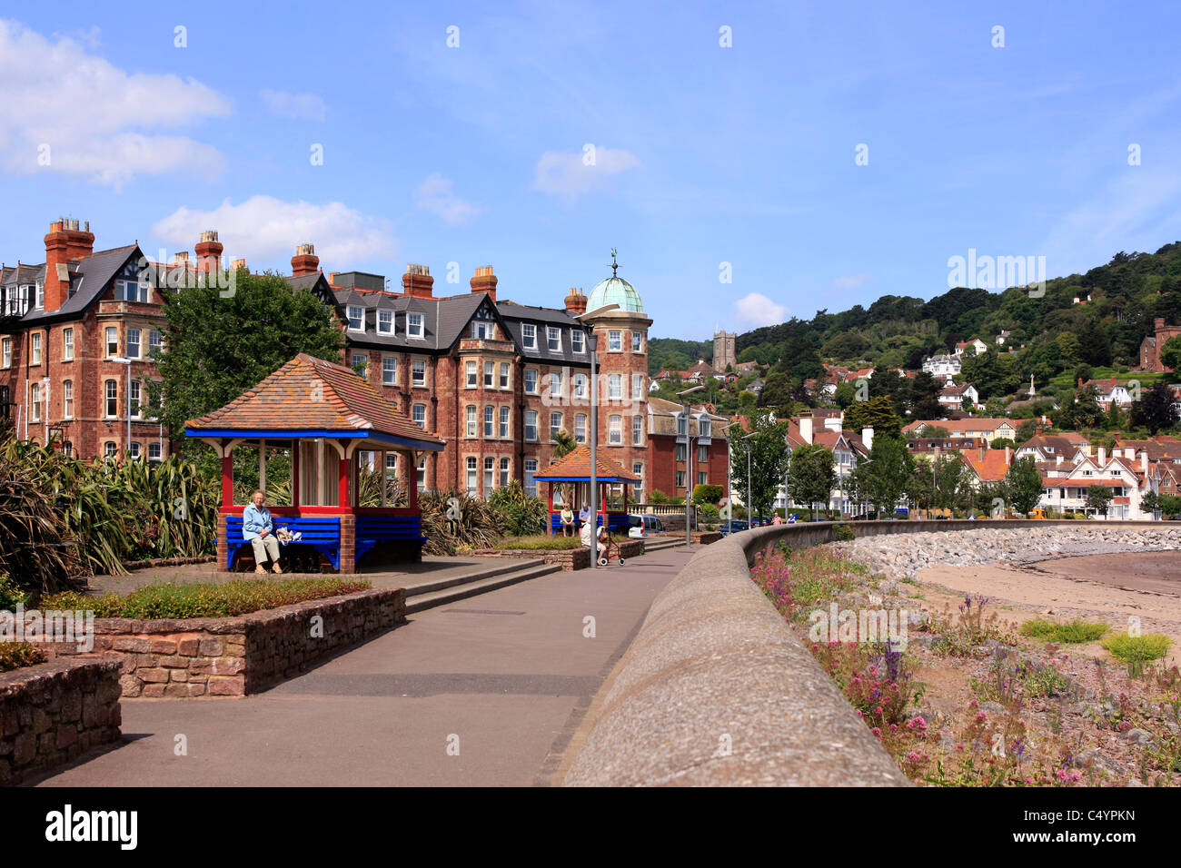 The old seafront gardens and Hotels at Minehead Somerset Stock Photo