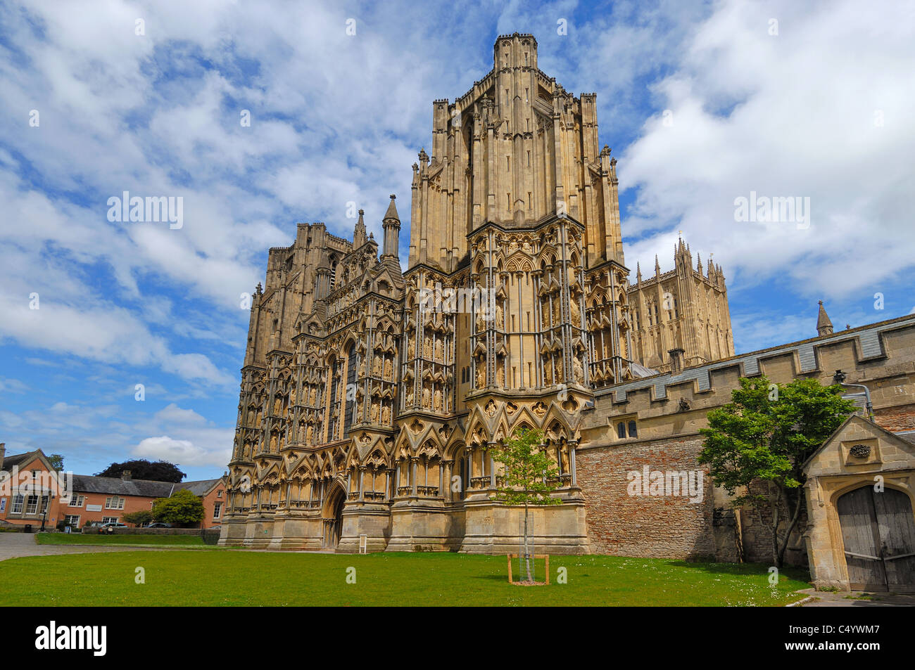 Built between 1175 and 1490, Wells Cathedral has been described as “the most poetic of the English Cathedrals. Stock Photo