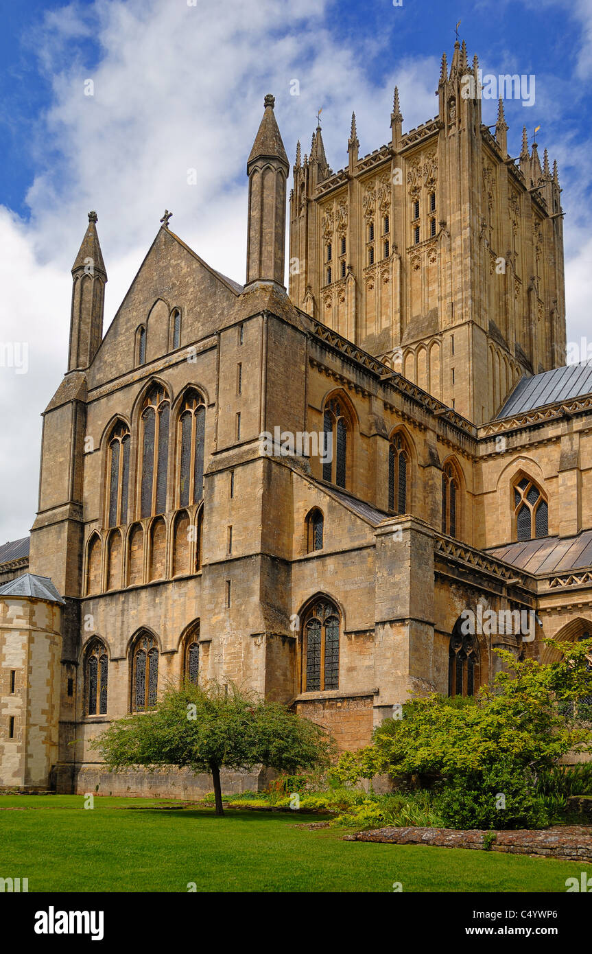 Built between 1175 and 1490, Wells Cathedral has been described as “the most poetic of the English Cathedrals. Stock Photo