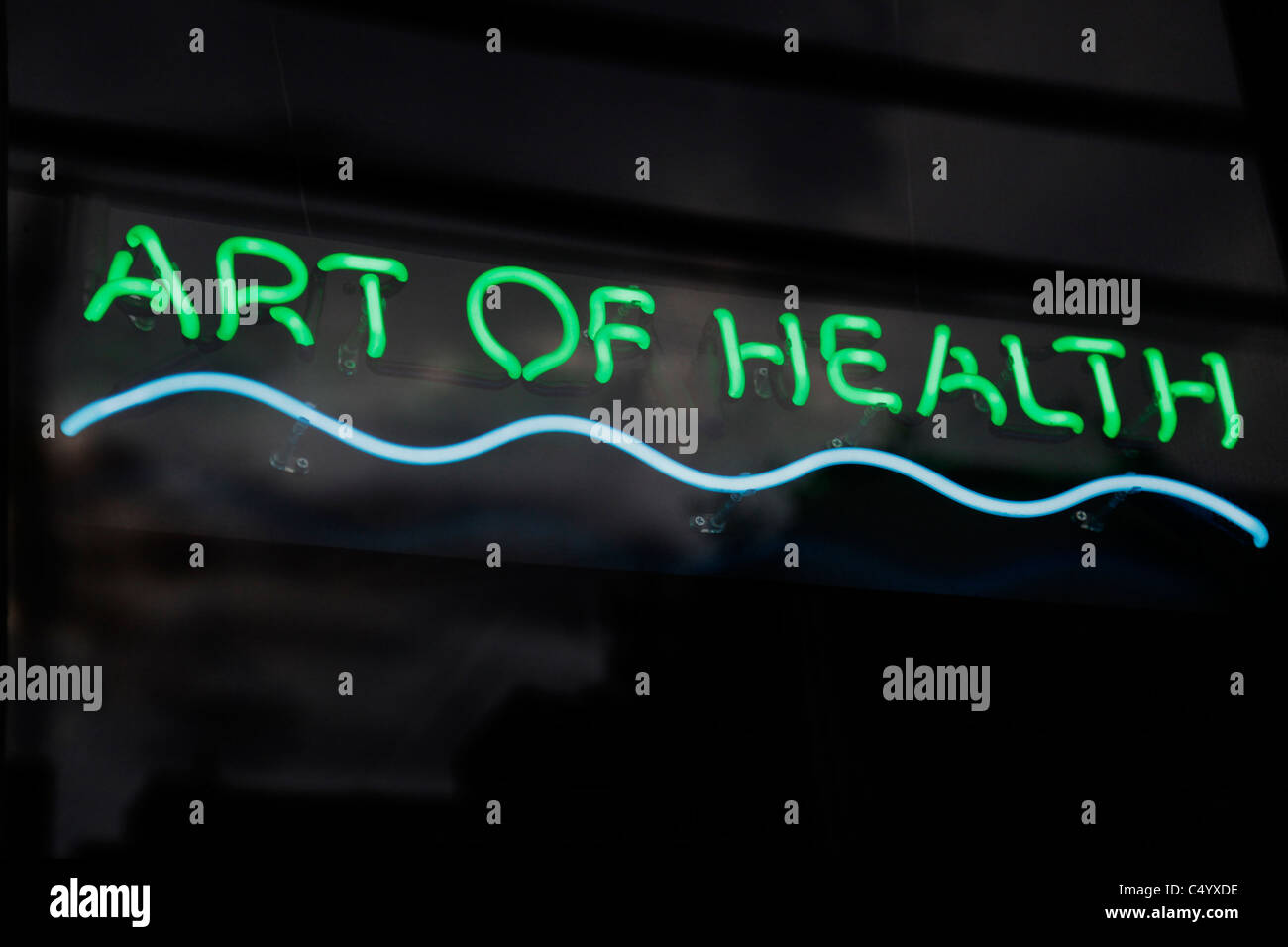 Art of Health neon sign Stock Photo