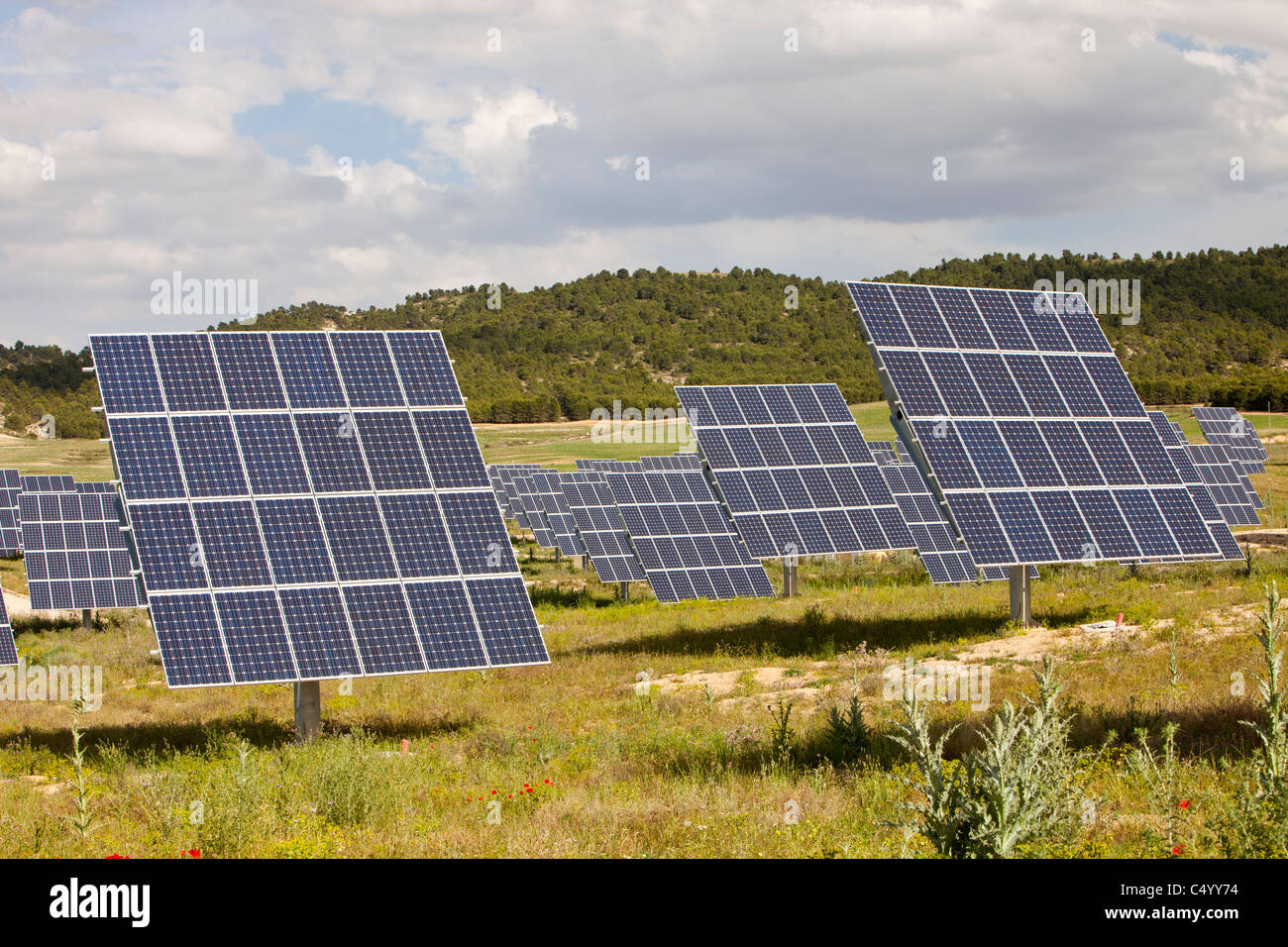 A photo voltaic solar power station near Caravaca, Murcia, Spain Stock ...