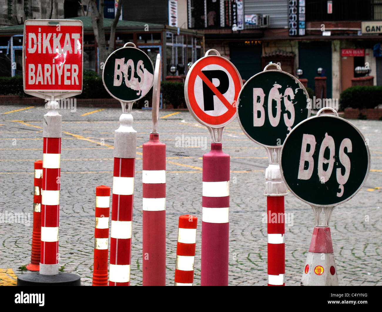 Turkey Istanbul Sultanahmet old town traffic signs Stock Photo