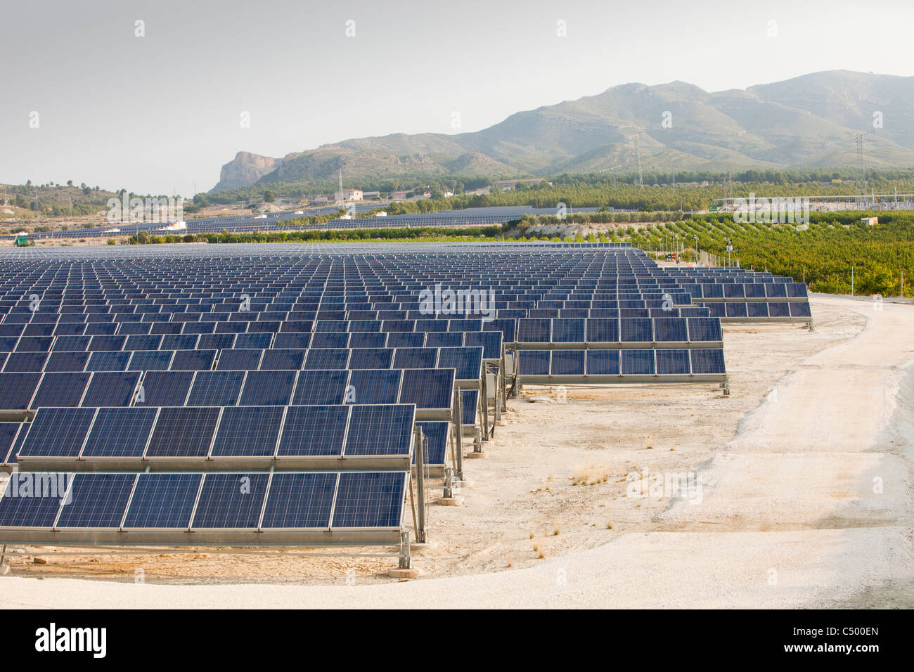 A photo voltaic solar power station near Calasparra, Murcia, Spain at ...