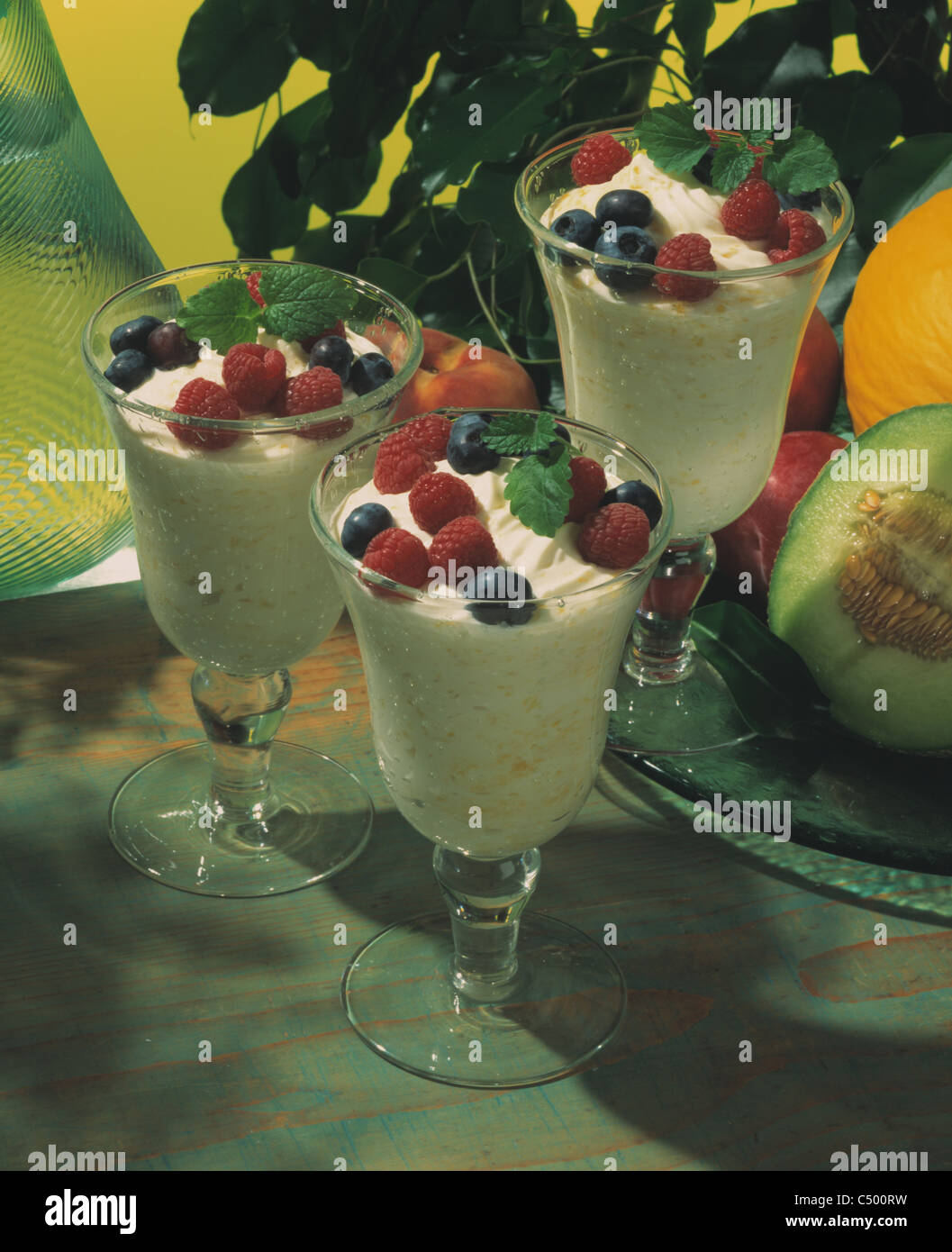 Cream cheese yogurt with fruits Stock Photo Alamy