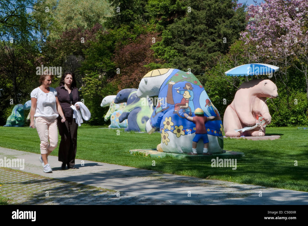 Bears sculptures are pictured near the Manitoba legislative building in