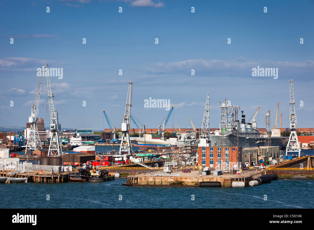 Portsmouth military docks, Portsmouth Harbour, England UK Stock Photo