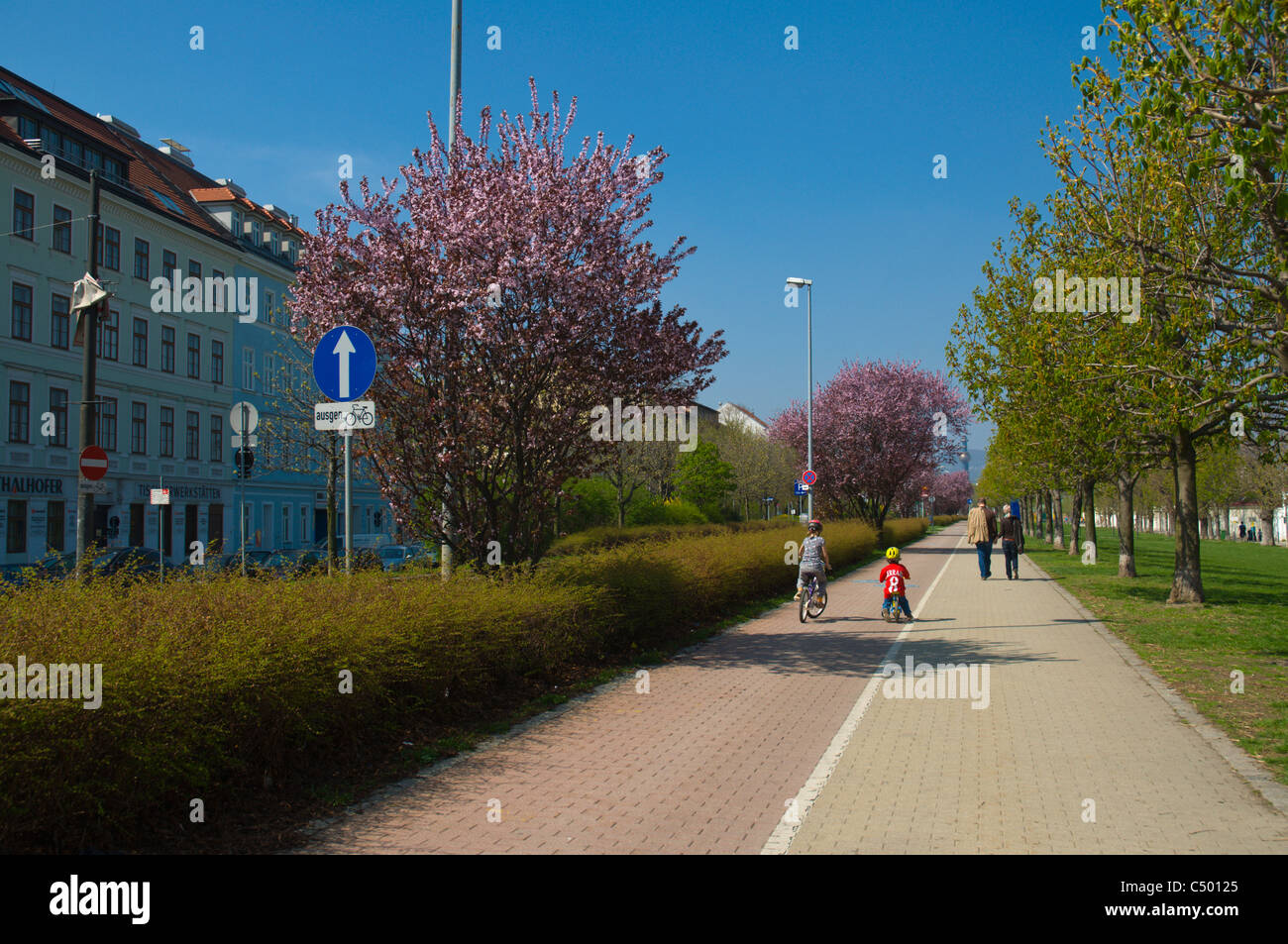 Obere Augartenstrasse street in Spring in Leopoldstadt district Vienna Austria central Europe Stock Photo