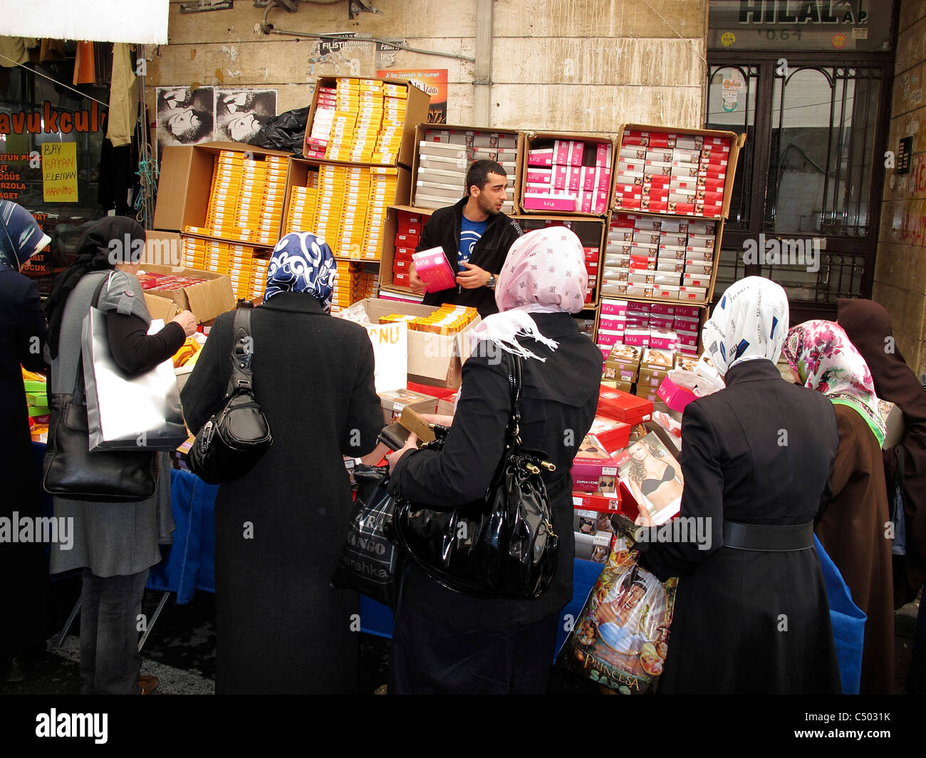 Turkey Istanbul open market sell clothes Stock Photo Alamy